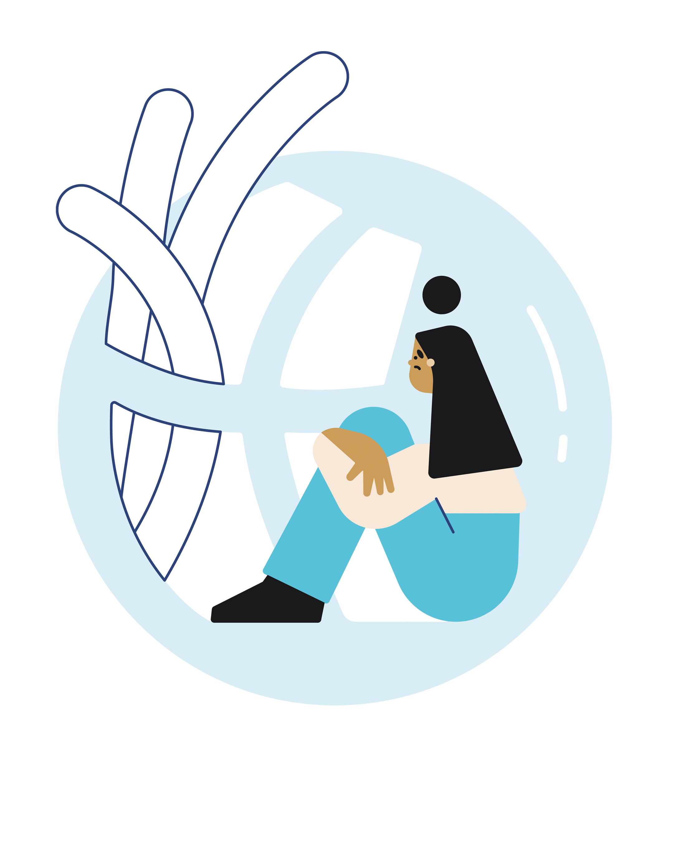 Illustration, einsame Person