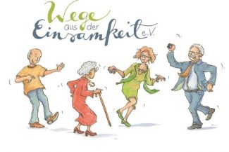 Logo des Vereins "Wege aus der Einsamkeit e.V." mit tanzenden Menschen