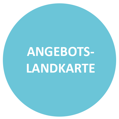 Grafikbutton zur Angebotslandkarte Hellblau mit weißer Schrift