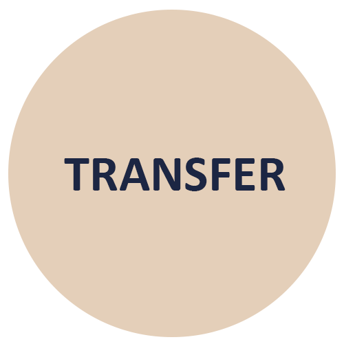 Grafikbutton Transfer, heller Sandton mit dunkelblauer Schrift