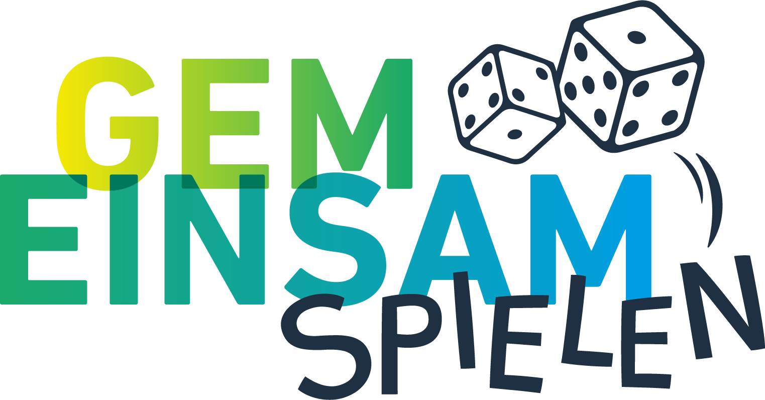 Gemeinsam Logo mit zwei Würfeln und dem Schriftzug Spiele darunter