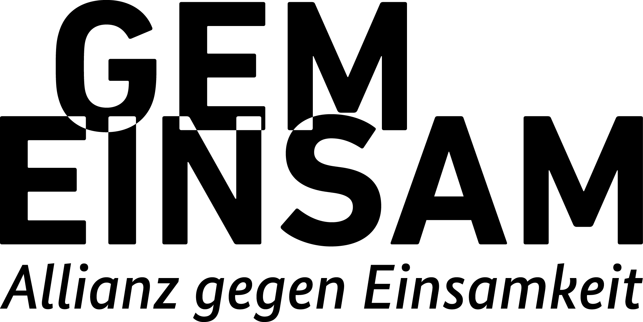 Logo der Allianz gegen Einsamkeit, Schriftzug GEMEINSAM darunter steht Allianz gegen Einsamkeit