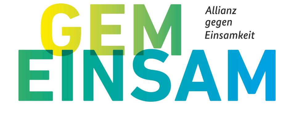 Logo der Allianz gegen Einsamkeit, Schriftzug GEMEINSAM daneben steht Allianz gegen Einsamkeit