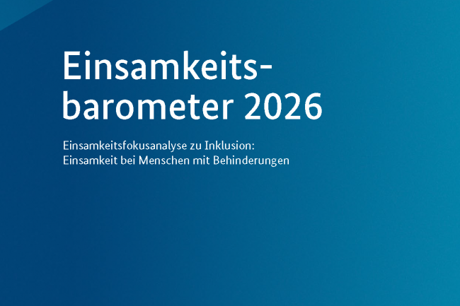 Cover Einsamkeitsbarometer 2026, blauer Hintergrund mit Titel und Logo des BMBFSFJ