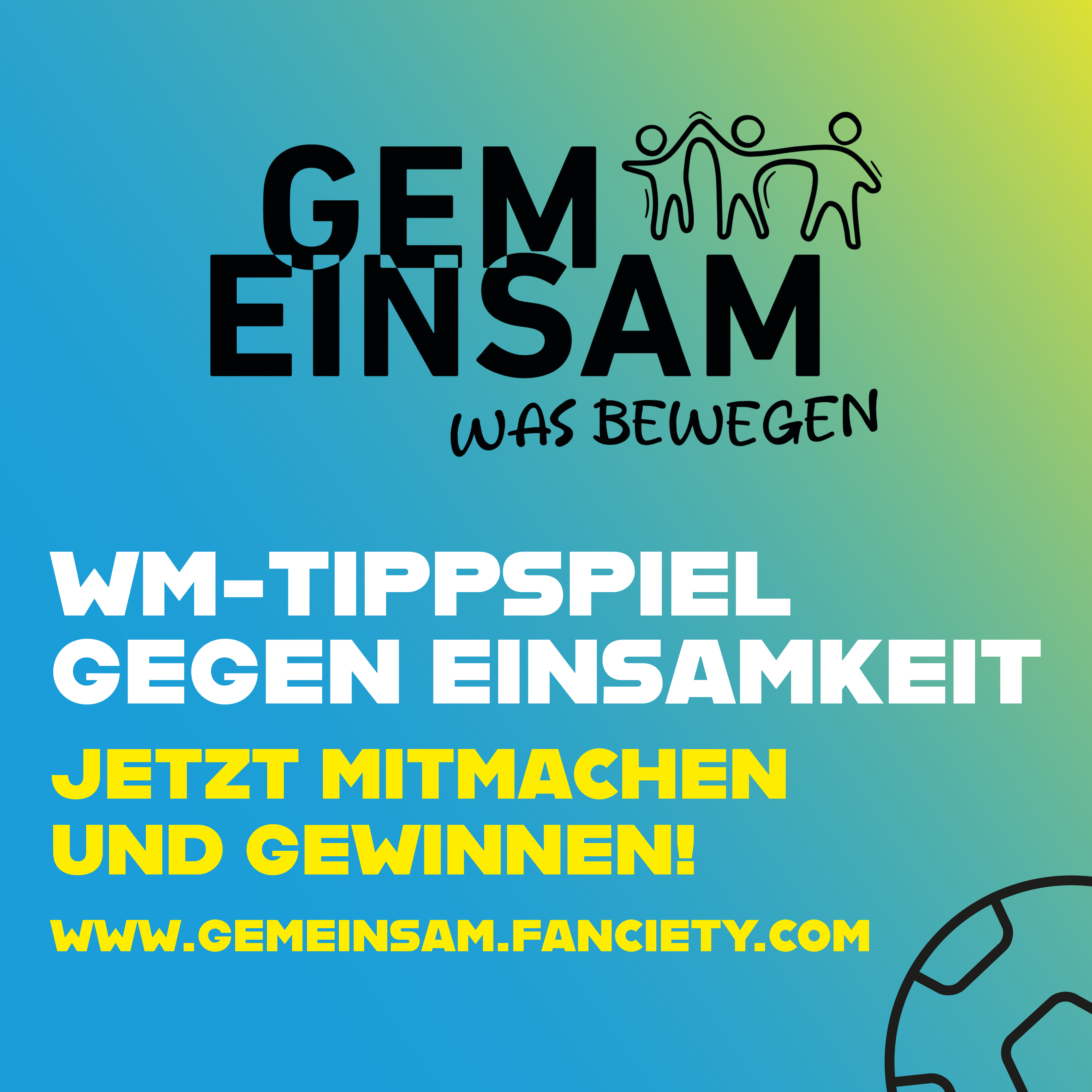 Sharepic zum AgE Tippspiel "WM-Tippspiel gegen Einsamkeit" Jetzt Mitmachen und gewinnen!