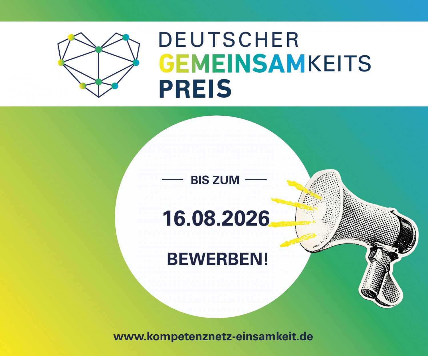 Sharepic zum ersten Deutschen Gemeinsamkeitspreis mit Bewerbungsfrist 16.08.2026